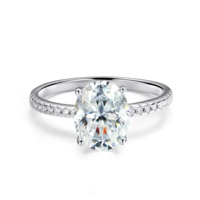 1-4ct Oval Cut Moissanite Engagement Ring Wedding Band 925 Sterling Silver W/GRA - Image 1 of 4
