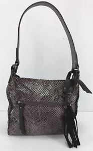 Sondra Roberts Squared Snakeskin Faux Leather Purse Top Carry Hobo Slouchy EUC - Picture 1 of 17