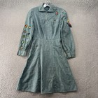 VTG 1950s Girl Scouts Uniform Dress Girls  USA Chambray W/ Badges Sanforized