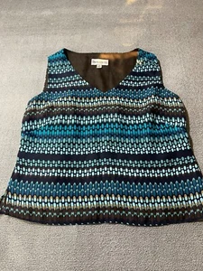 DANNY AND NICOLE Top Womens Size 12 Blouse Sleeveless Blue Shirt - Picture 1 of 3