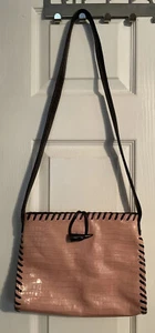 Designer DONALD J PLINER Handbag Pink Leather Crocodile Jungle Chic Crossbody - Picture 1 of 12
