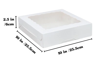 10 Inch Cookie Boxes With Window White Cake Box Bakery Boxes Wedding Christmas - Image 1 of 4