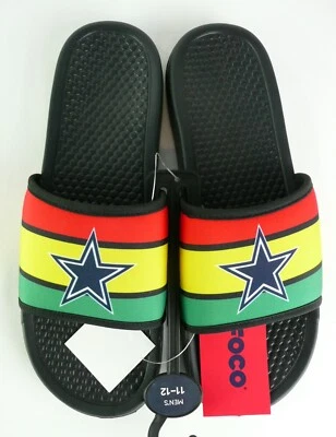 Chanclas de vaquero de Dallas de la NFL para hombre talla 11-12 diapositivas reggae bandera de Ghana foco Foto 1 de 4