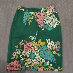 Anthropologie Odille Green Floral Skirt Womens 4 Cotton Spandex - Picture 1 of 12