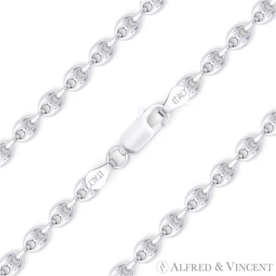 Collar de cadena de eslabones de marinero Marina hueco inflado de 3,5 mm de plata de ley 925 de Italia Foto 1 de 2