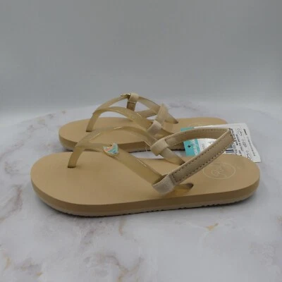 Сандалии Reef для девочек ясельного возраста 11 бежевые шлепанцы с ремешком маленький очаровательный оазис - Изображение 1 из 4