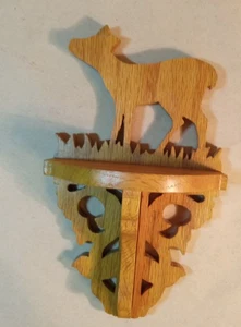 Wooden Deer Mini Shelf. 8" Tall. Shelf Is 4.5" Wide. Great Condition! - Picture 1 of 8