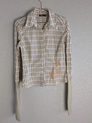 Blusa Mexx Algodón Estampado Bordado Puños Largos Acanalados Estilo Años 70 Y2k  Foto 1 de 4