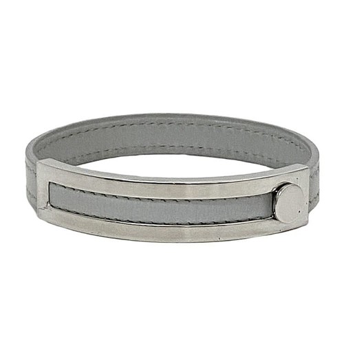HERMÈS Y0705 Bracciale Hermes Puspus Grigio Argento Pelle Metallo Usatoione I