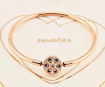 EDICIÓN LIMITADA Pandora Oro Rosa Momentos Brillante Copo de Nieve Brazalete 582338C01 Foto 1 de 4