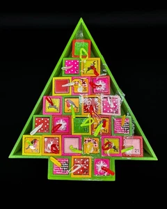 Reusable 2011 Wooden Christmas Tree Advent Calendar 24 Decorated Drawers 37cm - Picture 1 of 10
