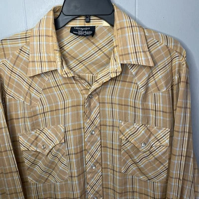 Vtg Champion Westerns Shirt Mens Large L Pearl Snap Western Cowboy 70s 23x29 - Image 1 of 4
