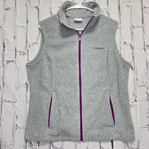 Columbia Jacket Womens Sz Large Gray Vest Fleece Full Zip Outdoor Hike Casual - Picture 1 of 9
