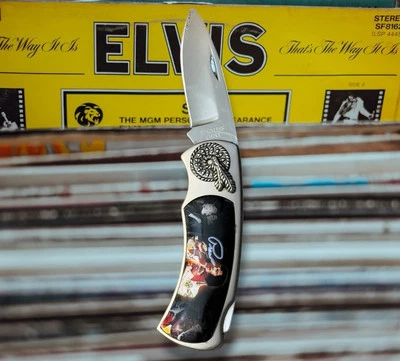 Navaja de bolsillo Elvis Presley Design de acero inoxidable con bloqueo  Foto 1 de 4