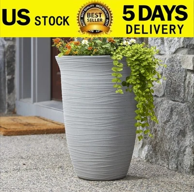 Terrence 15 Inch Resin Vase, Cement - Image 1 of 3