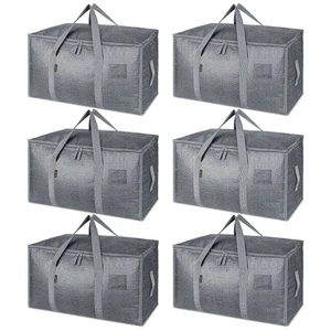 6-Pack Oversized Moving Bags with Reinforced Handles, Heavy-Duty Storage Tote... - Picture 1 of 7