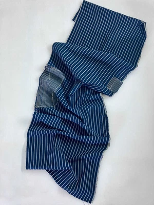 Large Authentic Antique Japanese Indigo Aizome Boro Textile 50" x 13" - Image 1 of 4