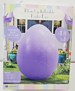 Huge 4 Foot 48" Blow Up Inflatable Easter Egg Indoor/Outdoor Beach Ball Purple - Picture 1 of 3