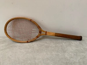 SELTENER VINTAGE 1920ER JAHRE QUECKSILBERSPLIT THROAT HOLZ TENNISSCHLÄGER EINZIGARTIG - DA - Bild 1 von 12