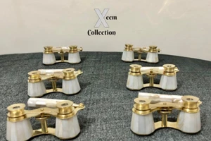 Lot of 6 Antique Brass Opera Glasses Mother of Pearl & Handle Fittings India - Picture 1 of 5