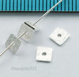 10x STERLING SILVER SATIN SQUARE PLATE BEAD SPACER 4.1mm #2725 - Picture 1 of 2
