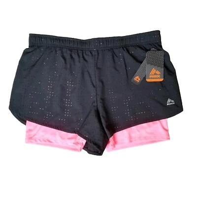 Reebok Women’s Medium Two-Layered Shorts & Top Set Black Pink Activewear NWT - Image 1 of 4