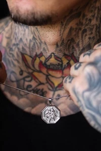 Mens Saint Christopher Necklace, Mens Necklace, Travel Necklace, - Picture 1 of 16