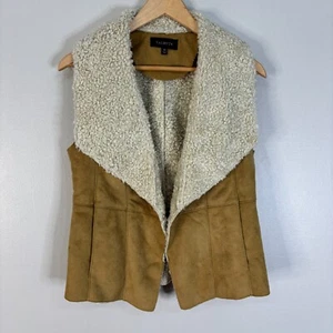 Talbots Vest XS Faux Suede Shearling Lined Open-Front Women's - Picture 1 of 11