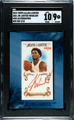 Justise Winslow 2015 Topps Allen & Ginter Auto Mini Frame Red Ink 2/10 SGC 10/9 - Image 1 of 2