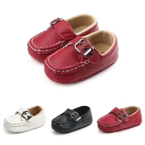 Newborn PU Leather Loafers – Soft Sole Anti-Slip Baby Shoes 0–18M - Picture 1 of 10
