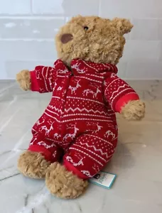 Jellycat Bartholomew Bear In Winter Pajamas - NWT New w Tags - Retired AUTHENTIC - Picture 1 of 11