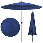 9ft Round Patio Umbrella Market Umbrella W/ 18 Fiberglass Ribs, Push Button Tilt