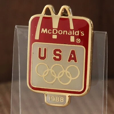 McDonalds 1988 Calgary Winter Olympics Committee USA VTG Lapel Pin Gold Red New - Image 1 of 4