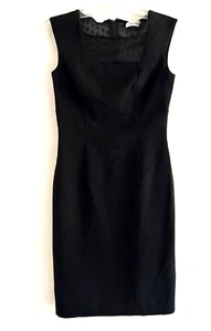 Vestido Vaina Calvin Klein Para Mujer Talla 2 Negro Sin Mangas Cuello Cuadrado Cremallera Trasera - Imagen 1 de 8