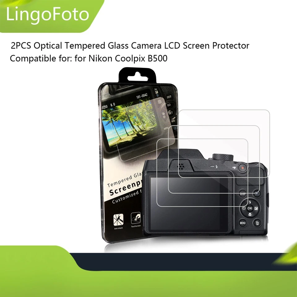 2PCS Optical Tempered Glass Camera LCD Screen Protector for Nikon Coolpix B500 - Image 1 of 4