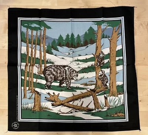 VTG New Bandana USA Made Bears Mama Cubs Climbing Tree Woods Nature RN 16463 - Picture 1 of 3