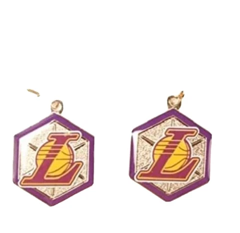 NBA Los Angeles Lakers Hexagon Style Dangle Earrings Cover
