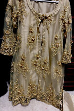 New listing
		Pakistani/ Indian Golden Dress With 3D Embroidery. Measurements In description!