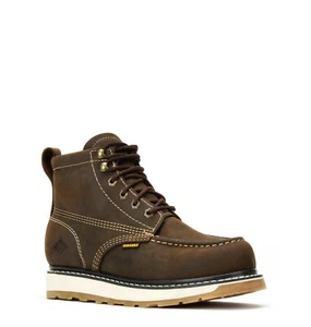 Neu Herren Crazy Braun 6" Mokassin Zehenpartie Leder WP Arbeitsstiefel BA 612 Größe 6-13 (D, M) - Bild 1 von 6