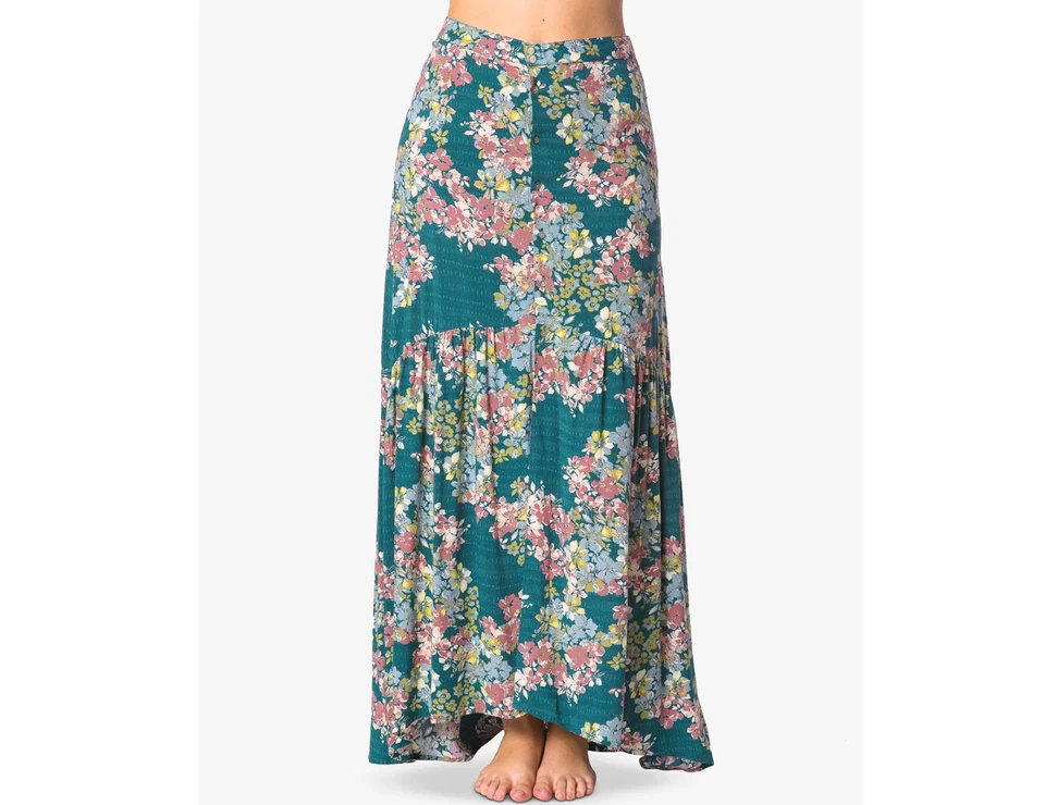 O'NEILL Womens Juniors size L Samara Floral Print Maxi Button Front Split Skirt - Image 1 of 4