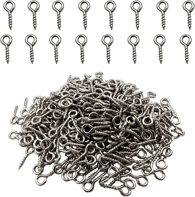 (304) Gancho de pasador de ojos de mini tornillo pequeño de acero inoxidable para joyas, botellas de corcho, R Foto 1 de 4