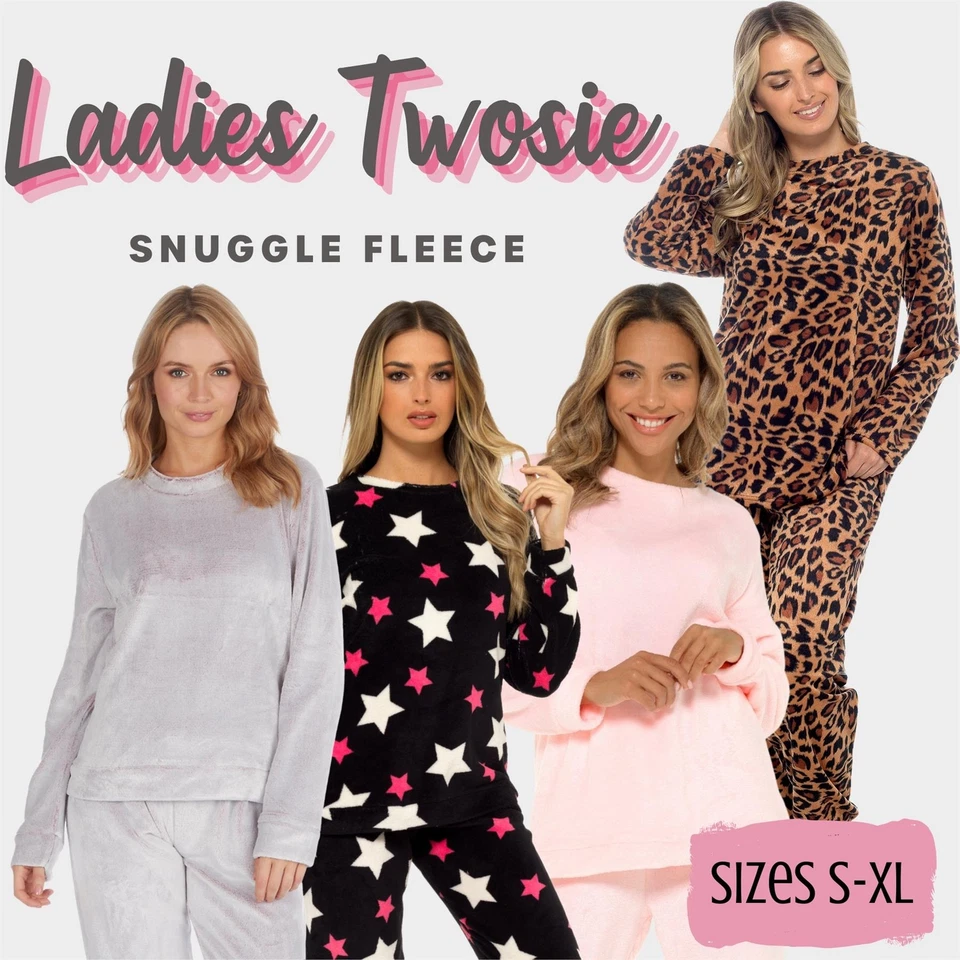 STYLE IT UP Womens Ladies Animal Print Warm Pyjama Cosy soft Fleece Nightwear LoungeWear PJ
