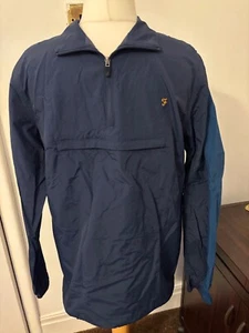 Hombre Grande Farah Ligero Impermeable Chaqueta Cremallera Cuello Azul Marino - Imagen 1 de 9