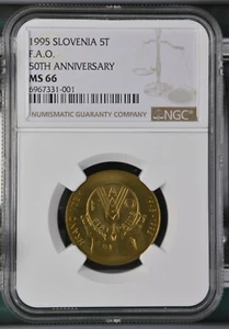 1995 Slovenia 5 Tolarjev FAO 50th Anniversary - NGC MS 66 - Picture 1 of 2