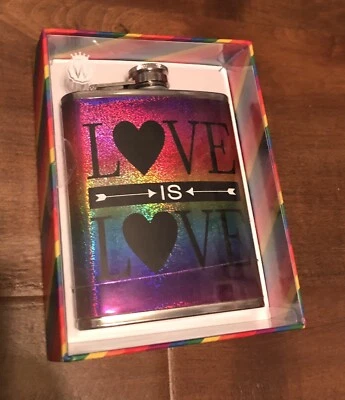 Frasco brillo arco iris diseño Wild Eye 7 fl oz. Love Is Love de acero inoxidable Foto 1 de 3