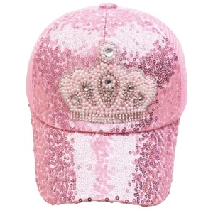 Girls Princess Diamond Pearl Shimmer Snap Back Summer Cap W/Breathable Mesh Pk - Picture 1 of 4