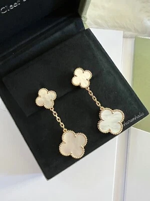 RARO NUEVO✨ Pendientes de Perla Madre Mágica Alhambra Vintage 18K YG Van Cleef Arpels Foto 1 de 4