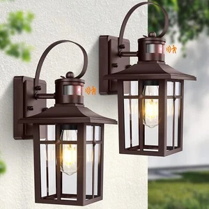Bronze Wandleuchten Veranda Licht Bewegungsmelder Außen Wasserdicht Modern 2 Stück Lampe - Bild 1 von 7