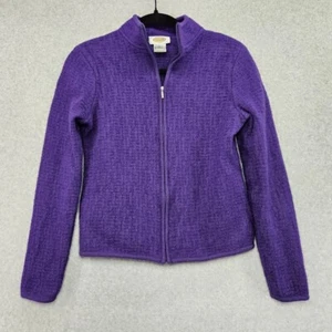Vintage Talbots Damen Medium lila Strick 100 % Wolle durchgehender Reißverschluss Pullover Jacke - Bild 1 von 5