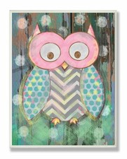 The Kids Room by Stupell Distressed Woodland Owl (11 x 15|Wall Plaque)